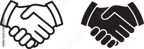 Handshake vector set icon with white background