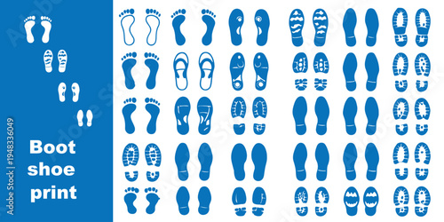 Shoeprint, Footprint step black silhouette icon white background. Army shoeprint and running concept design vector design. footprint vector