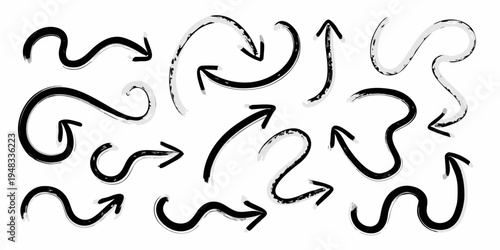 Collection of hand drawn style arrows in black and white tones