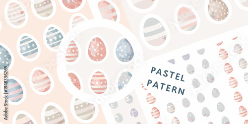 Pastel easter eggs in a seamless repeating pattern background