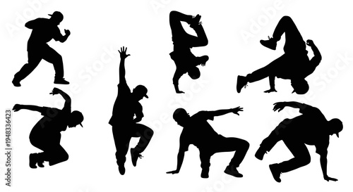 Breakdance Silhouette, Hip Hop Dancer, Freestyle Dance Moves, Vector Art