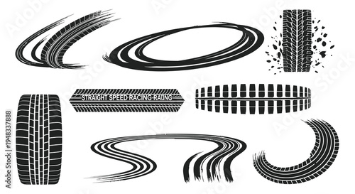 Black  White Tire Tracks Vector Graphics