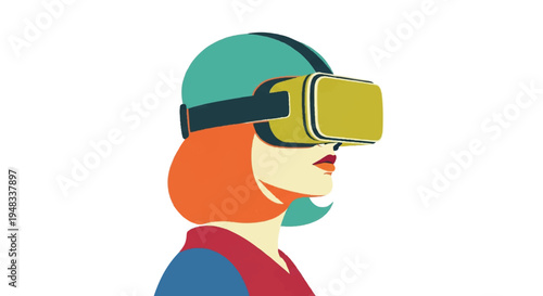 Woman wearing vr headset illustration