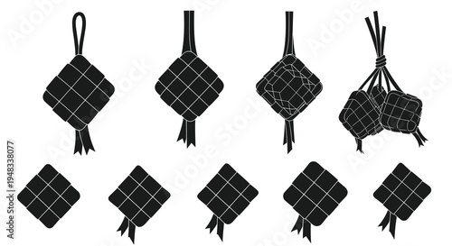 Black  White Ketupat Food Islamic Culture Diamond Glyphs