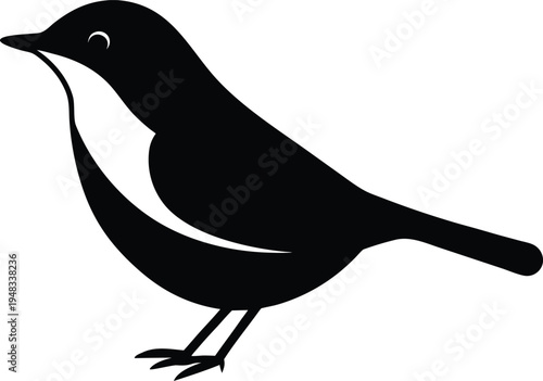 White Tailed Nuthatch silhouette vector art illustration