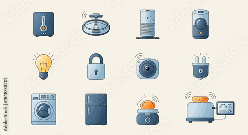 Collection of smart home devices and appliances, illustrating connectivity