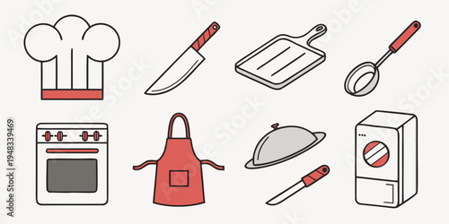 kitchen utensils and appliances Vector
