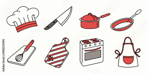 a collection of kitchen utensils and appliances Vector