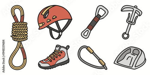climbing gear icons Vector
