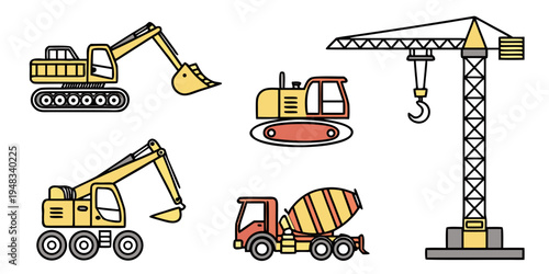 construction vehicles and equipment Vector