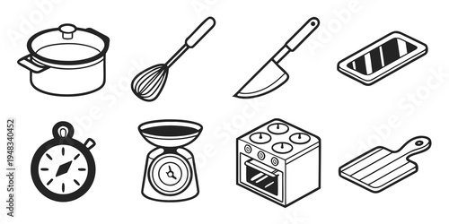 kitchen utensils and baking tools Vector