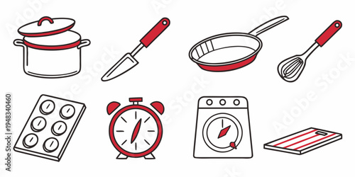 kitchen utensils and appliances icon set Vector