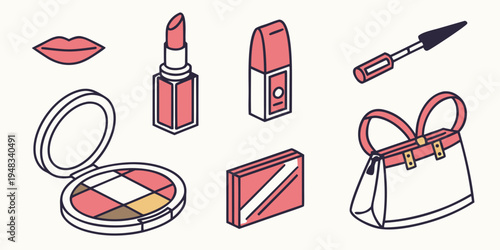 a collection of makeup and beauty products Vector