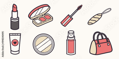 a collection of makeup and beauty products Vector