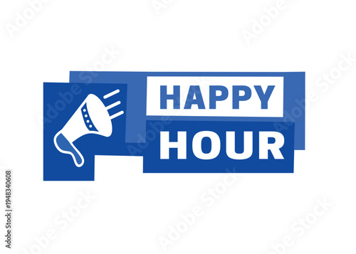 Happy hour, message badge template editable. Vector element banner announce design.
