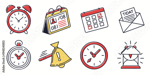 a collection of time and schedule icons Vector