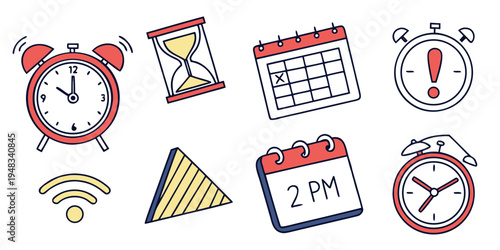a collection of time and schedule icons Vector