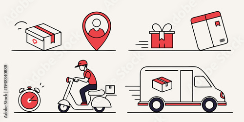 delivery services with various transportation modes Vector