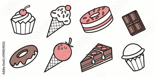 a collection of sweet treats and desserts Vector