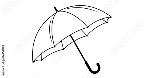 Detailed Line Art Illustration of a Classic Umbrella Design.