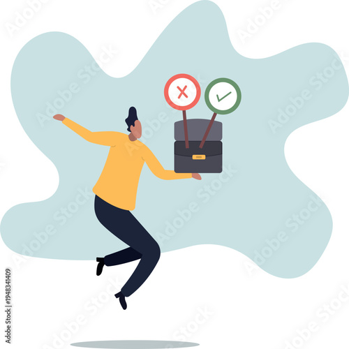 Business decision right or wrong, true or false, correct and incorrect, moral choosing option.human life and situation.