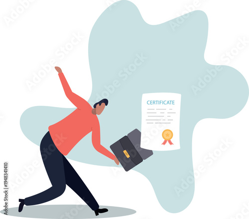 Certificate on taking course, award for excellent work or diploma document, license stamp or education certified guarantee .human life and situation.