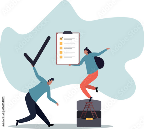 Finishing todo list, work checklist or accomplishment, project management, teamwork to get work done, complete plan.human life and situation.