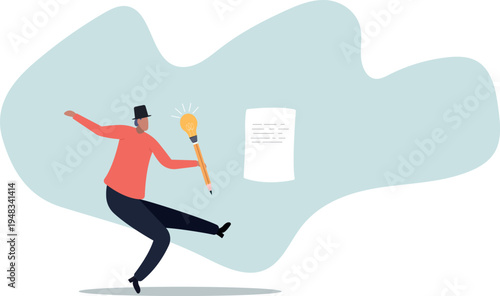 Copywriter or blogger, creative idea and inspiration to begin writing, imagination to success in work, talent and skill .human life and situation.