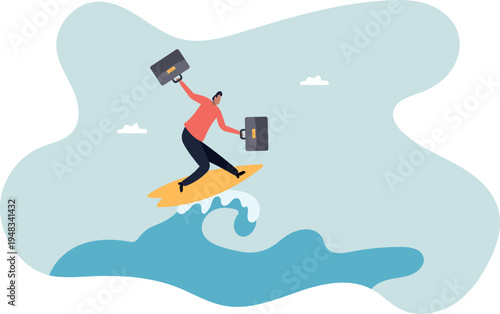 Follow business trend or momentum, challenge to overcome difficulty, professional experience worker or career development .human life and situation.