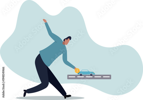 Car leasing or car loan, borrow money to buy new car, rental or auto maintenance cost, debt, purchase or buy new vehicle .human life and situation.