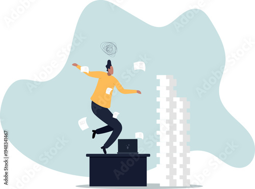 Work stress, tired or fatigue from overworked, busy to finish project within deadline, anxiety or exhaustion,human life and situation.