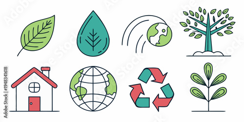 eco friendly icons for sustainable living Vector