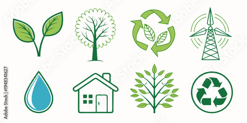 eco friendly icons for sustainable living Vector