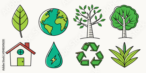 eco friendly icons for environment and conservation Vector