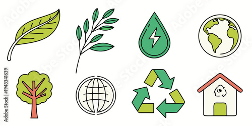 eco friendly icons for saving the planet Vector