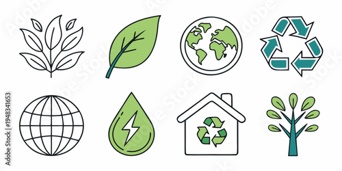 eco friendly icons for sustainable living Vector