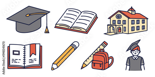 a collection of education related objects and symbols Vector