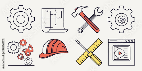 a collection of construction and industrial icons Vector