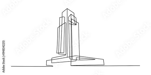 One Line Drawing of Astronomical Telescope on Tripod Stand for Space Exploration Science Education and Galaxy Observation Concept