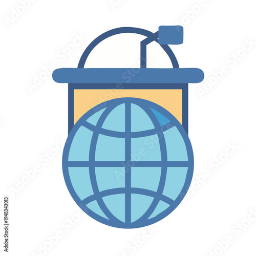 Illustration of a planetarium with a globe, flat design