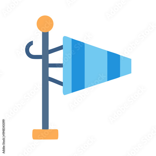 Windsock illustration on a pole indicating wind direction