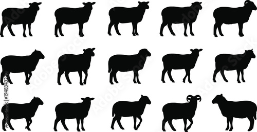 Collection of black sheep silhouettes