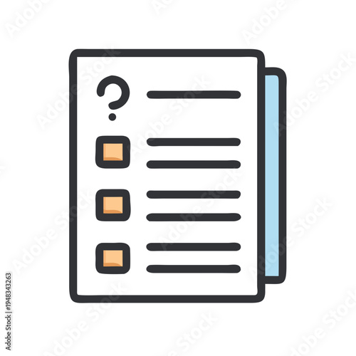 Checklist with question mark and empty checkbox stock image