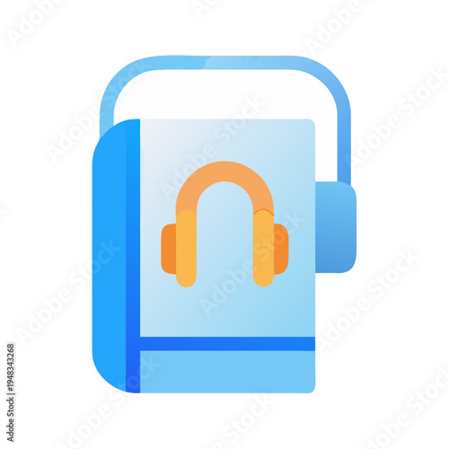 Audiobook concept illustration with book and headphones icon design