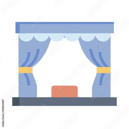 Flat design illustration of a theatre stage with curtains