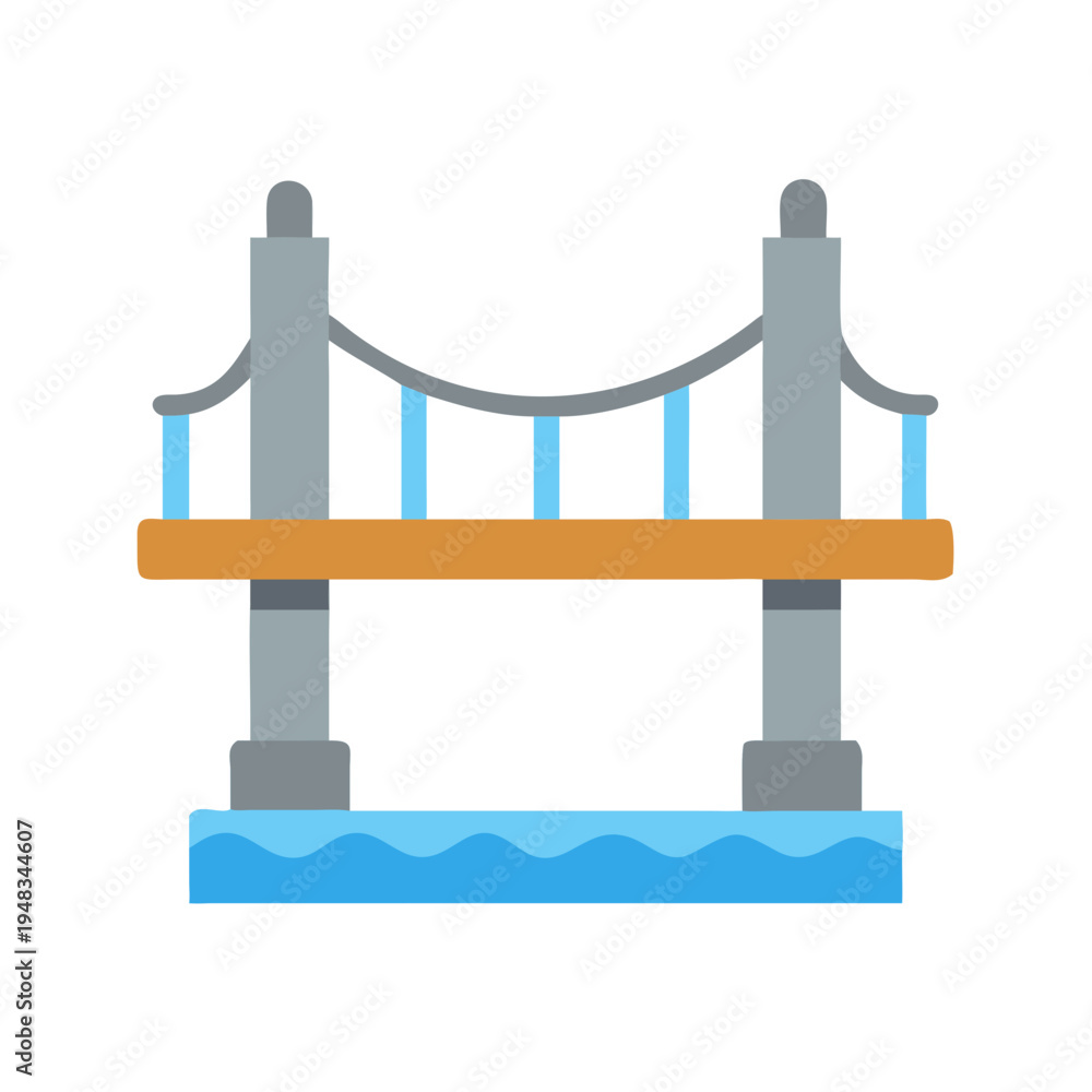 Fototapeta premium Flat vector illustration of a bridge over water source