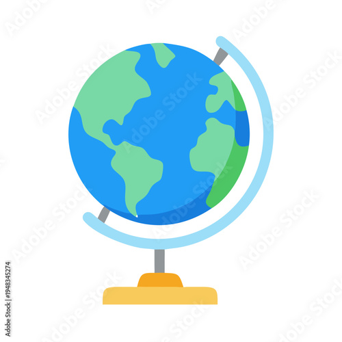 Flat Design Globe Illustration on a Black Background