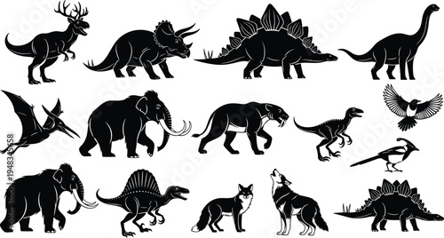 Collection of black silhouette vector icons featuring trucks, vans, trailers, and logistics transport vehicles isolated on a white background