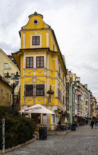 Photography St Martins Cathedral Bratislava with castle wall and tower vertical view