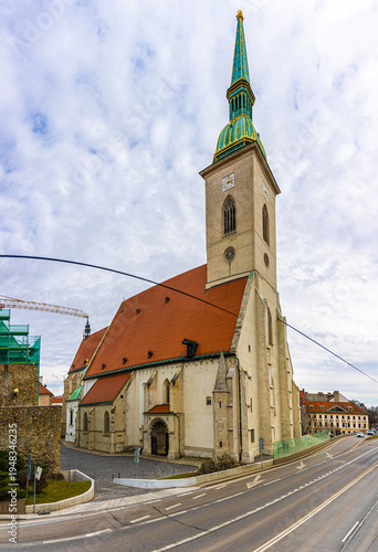 Canvas Print St Martins Cathedral Bratislava with castle wall and tower vertical view
